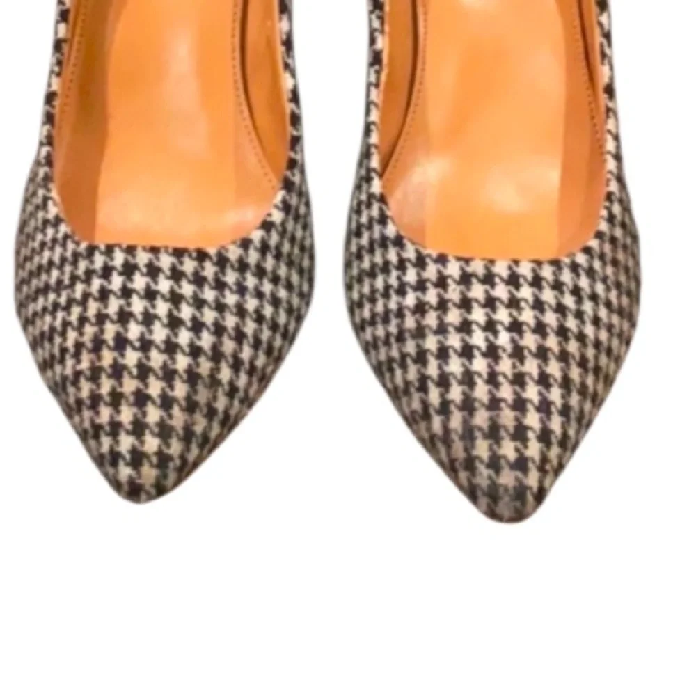 Authentic J. Crew designer gingham fabric heels pumps 8.5
